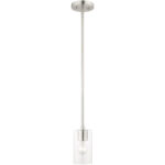 5 Sq. inch 1 Light Brushed Nickel Mini Pendant with Clear Glass Shade-Lighting LumensPendant Lights