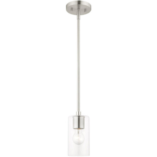 5 Sq. inch 1 Light Brushed Nickel Mini Pendant with Clear Glass Shade-Lighting LumensPendant Lights