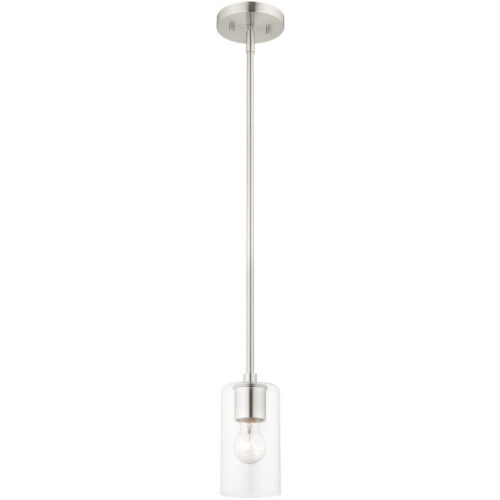 5 Sq. inch 1 Light Brushed Nickel Mini Pendant with Clear Glass Shade-Lighting LumensPendant Lights