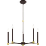 4 Light Black Chandelier with Hand Crafted Off White Fabric Hardback Shade-Lighting LumensChandeliers