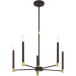 4 Light Black Chandelier with Hand Crafted Off White Fabric Hardback Shade-Lighting LumensChandeliers