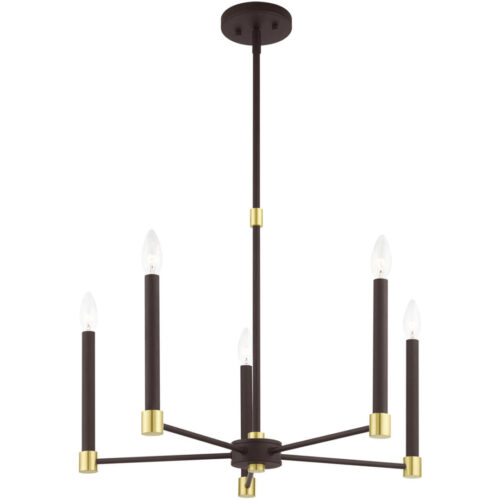 4 Light Black Chandelier with Hand Crafted Off White Fabric Hardback Shade-Lighting LumensChandeliers