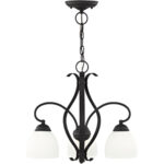 17.25 Inch Tall Down Chandelier with 3 Lights with base material-Lighting LumensSemi Flush