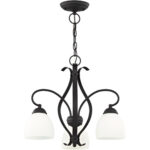 17.25 Inch Tall Down Chandelier with 3 Lights with base material-Lighting LumensSemi Flush