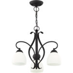 17.25 Inch Tall Down Chandelier with 3 Lights with base material-Lighting LumensSemi Flush