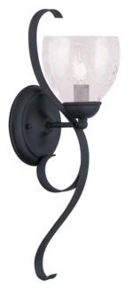 6 inch 1 Light Black Wall Sconce with Hand Blown Clear Water Glass Shade-Lighting LumensWall Sconces