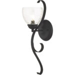 6 inch 1 Light Black Wall Sconce with Hand Blown Clear Water Glass Shade-Lighting LumensWall Sconces