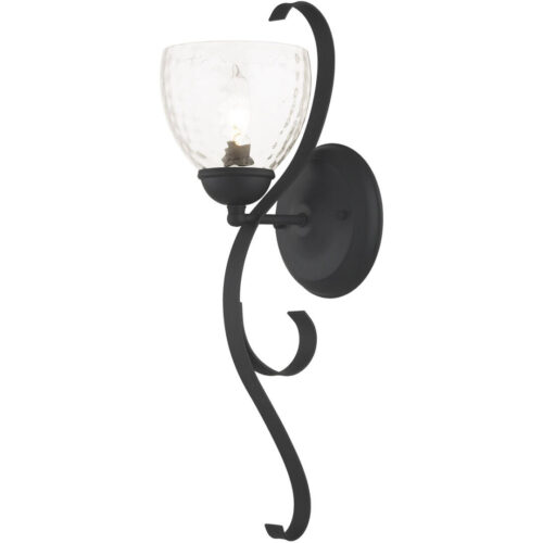 6 inch 1 Light Black Wall Sconce with Hand Blown Clear Water Glass Shade-Lighting LumensWall Sconces