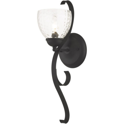 6 inch 1 Light Black Wall Sconce with Hand Blown Clear Water Glass Shade-Lighting LumensWall Sconces