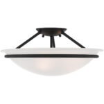 3 Light Black Ceiling Light fixture with Steel base material-Lighting LumensFlush Mount Ceiling Lights