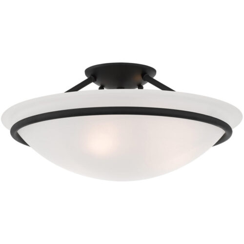 3 Light Black Ceiling Light fixture with Steel base material-Lighting LumensFlush Mount Ceiling Lights