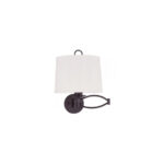 11 inch 1 Light Bronze Swing Arm Wall Lamp with Off-White Linen Hard Back Shade-Lighting LumensWall Lamps