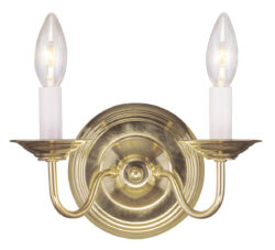 10 inch 2 Light Polished Brass Wall Sconce with Steel base material-Lighting LumensWall Sconces