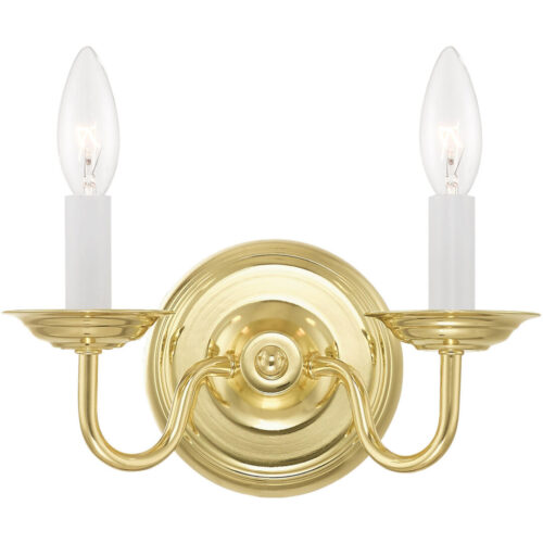 10 inch 2 Light Polished Brass Wall Sconce with Steel base material-Lighting LumensWall Sconces