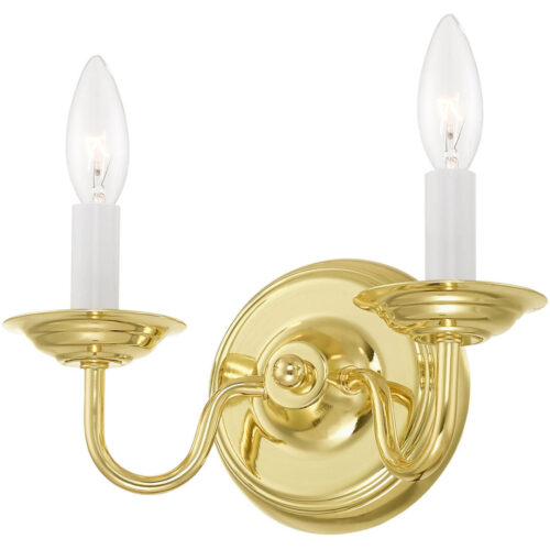 10 inch 2 Light Polished Brass Wall Sconce with Steel base material-Lighting LumensWall Sconces