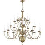 20 Light Antique Brass Foyer Chandelier with Steel base material-Lighting LumensChandeliers