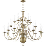 20 Light Antique Brass Foyer Chandelier with Steel base material-Lighting LumensChandeliers