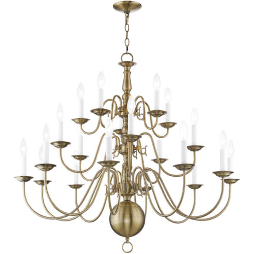 20 Light Antique Brass Foyer Chandelier with Steel base material-Lighting LumensChandeliers