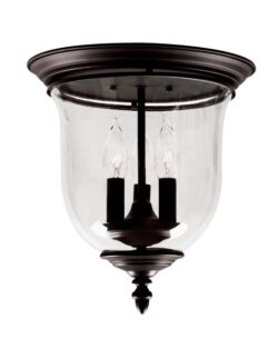 3 Light Bronze Ceiling Light fixture with Hand Blown Clear Glass Shade-Lighting LumensFlush Mount Ceiling Lights