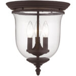 3 Light Bronze Ceiling Light fixture with Hand Blown Clear Glass Shade-Lighting LumensFlush Mount Ceiling Lights