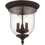 3 Light Bronze Ceiling Light fixture with Hand Blown Clear Glass Shade-Lighting LumensFlush Mount Ceiling Lights