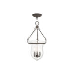 4 Light Polished Nickel Ceiling Light fixture with Hand Crafted Clear Glass Shade-Lighting LumensChandeliers