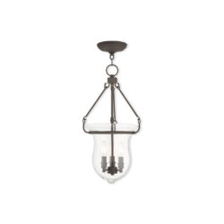 4 Light Polished Nickel Ceiling Light fixture with Hand Crafted Clear Glass Shade-Lighting LumensChandeliers