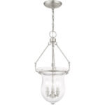 4 Light Bronze Pendant light Hanging Light Fixture with Hand Crafted Clear Glass Shade-Lighting LumensPendant Lights