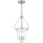 4 Light Bronze Pendant light Hanging Light Fixture with Hand Crafted Clear Glass Shade-Lighting LumensPendant Lights