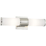 35.5 inch 5 Light Polished Nickel Wall Sconce/ Bathroom Vanity light fixture with White Glass Shade-Lighting LumensBath/Flush Mounts