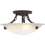 3 Light Bronze Ceiling Light fixture with Honey Alabaster Glass Shade-Lighting LumensFlush Mount Ceiling Lights