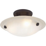 3 Light Bronze Ceiling Light fixture with Honey Alabaster Glass Shade-Lighting LumensFlush Mount Ceiling Lights