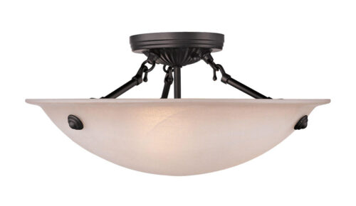 3 Light Bronze Ceiling Light fixture with Honey Alabaster Glass Shade-Lighting LumensFlush Mount Ceiling Lights