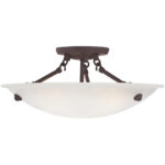 3 Light Bronze Ceiling Light fixture with Honey Alabaster Glass Shade-Lighting LumensFlush Mount Ceiling Lights