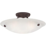 3 Light Bronze Ceiling Light fixture with Honey Alabaster Glass Shade-Lighting LumensFlush Mount Ceiling Lights