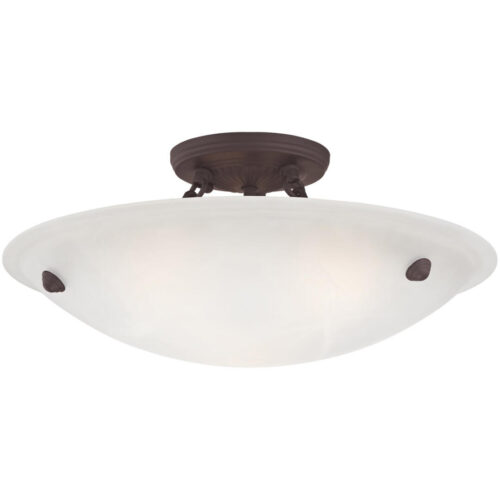 3 Light Bronze Ceiling Light fixture with Honey Alabaster Glass Shade-Lighting LumensFlush Mount Ceiling Lights