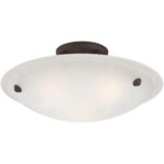 3 Light Bronze Ceiling Light fixture with Honey Alabaster Glass Shade-Lighting LumensFlush Mount Ceiling Lights