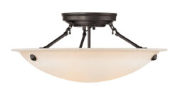 3 Light Bronze Ceiling Light fixture with Honey Alabaster Glass Shade-Lighting LumensFlush Mount Ceiling Lights