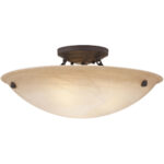 3 Light Bronze Ceiling Light fixture with Honey Alabaster Glass Shade-Lighting LumensFlush Mount Ceiling Lights