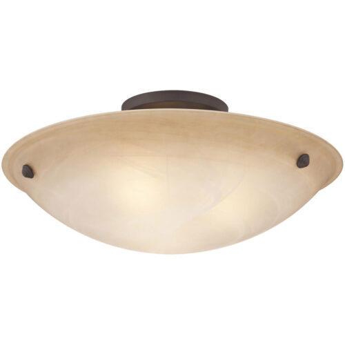 3 Light Bronze Ceiling Light fixture with Honey Alabaster Glass Shade-Lighting LumensFlush Mount Ceiling Lights