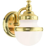 5.5 inch 1 Light Polished Brass Wall Sconce with White Glass Shade-Lighting LumensWall Sconces