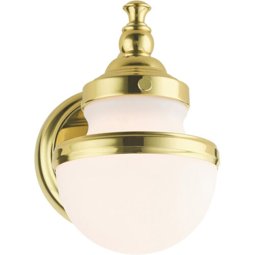 5.5 inch 1 Light Polished Brass Wall Sconce with White Glass Shade-Lighting LumensWall Sconces