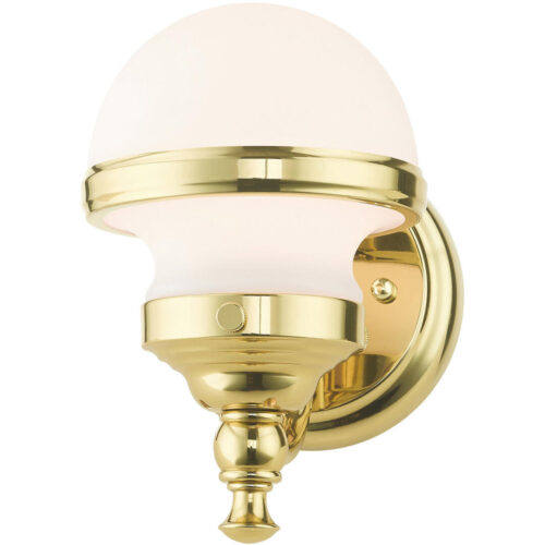 5.5 inch 1 Light Polished Brass Wall Sconce with White Glass Shade-Lighting LumensWall Sconces