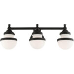 24 inch 3 Light Black Bathroom Vanity light fixture with White Glass Shade-Lighting LumensBath/Vanity