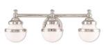 24 inch 3 Light Polished Chrome Bathroom Vanity light fixture with Hand Blown Satin Opal White Glass Shade-Lighting LumensBath/Vanity