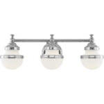 24 inch 3 Light Polished Chrome Bathroom Vanity light fixture with Hand Blown Satin Opal White Glass Shade-Lighting LumensBath/Vanity