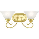 18.5 inch 2 Light Polished Brass Bathroom Vanity light fixture with White Alabaster Glass Shade-Lighting LumensBath/Vanity