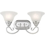 18.5 inch 2 Light Polished Chrome Bathroom Vanity light fixture with White Alabaster Glass Shade-Lighting LumensBath/Vanity