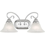 18.5 inch 2 Light Polished Chrome Bathroom Vanity light fixture with White Alabaster Glass Shade-Lighting LumensBath/Vanity