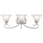 26.5 inch 3 Light Polished Chrome Bathroom Vanity light fixture with White Alabaster Glass Shade-Lighting LumensBath/Vanity